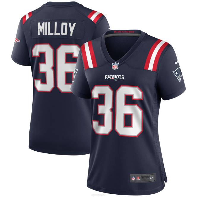 облекло Patriots Jersey Nike Lawyer Milloy военноморска фланелка за пенсиониран играч Жени T8TH1145