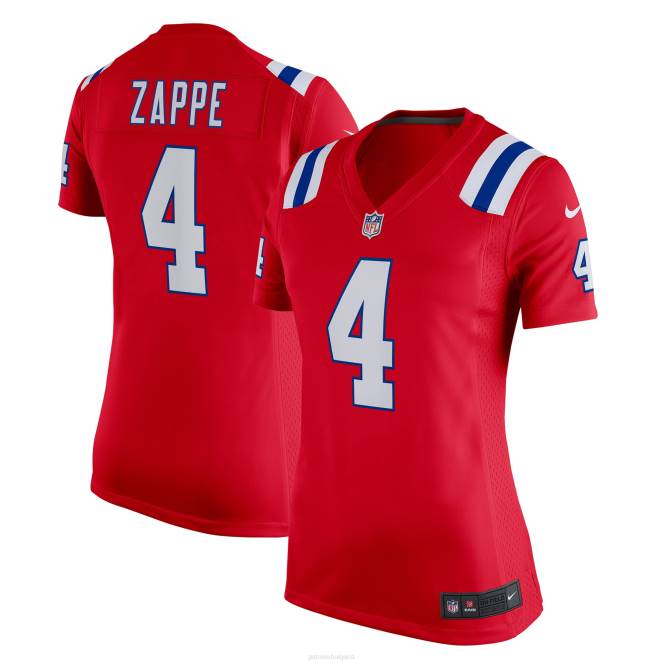 облекло Patriots Jersey nike bailey zappe червена фланелка за алтернативен играч Жени T8TH1223