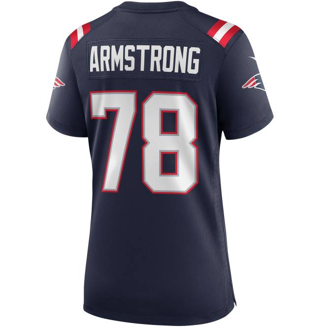 облекло Patriots Jersey nike bruce armstrong navy game пенсиониран играч фланелка Жени T8TH1148