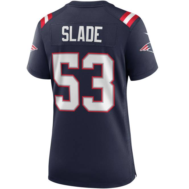 облекло Patriots Jersey nike chris slade navy game пенсиониран играч фланелка Жени T8TH1142