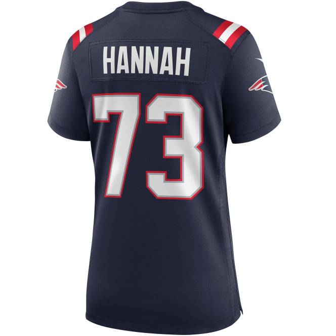 облекло Patriots Jersey nike john hannah navy game пенсиониран играч фланелка Жени T8TH1146