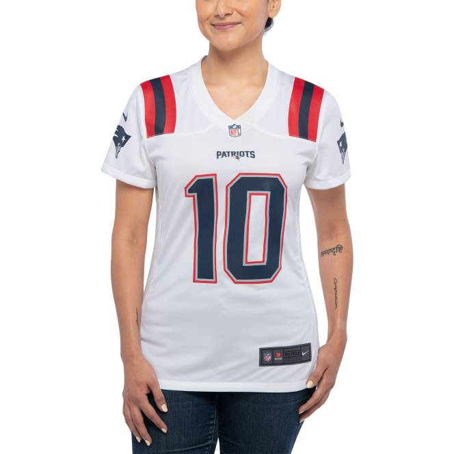 облекло Patriots Jersey nike mac jones бяла фланелка за играчи Жени T8TH1184