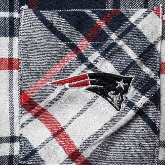 облекло Patriots Jersey концептуална спортна тъмносиня/червена фланелена нощница с дълги ръкави и копчета Жени T8TH2877