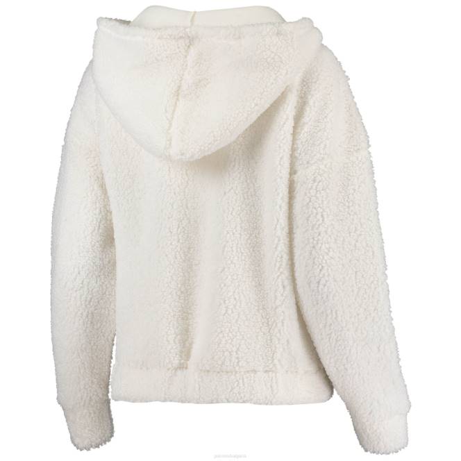 облекло Patriots Jersey concepts спортно кремаво пухкаво горнище и къси панталони Жени T8TH2851