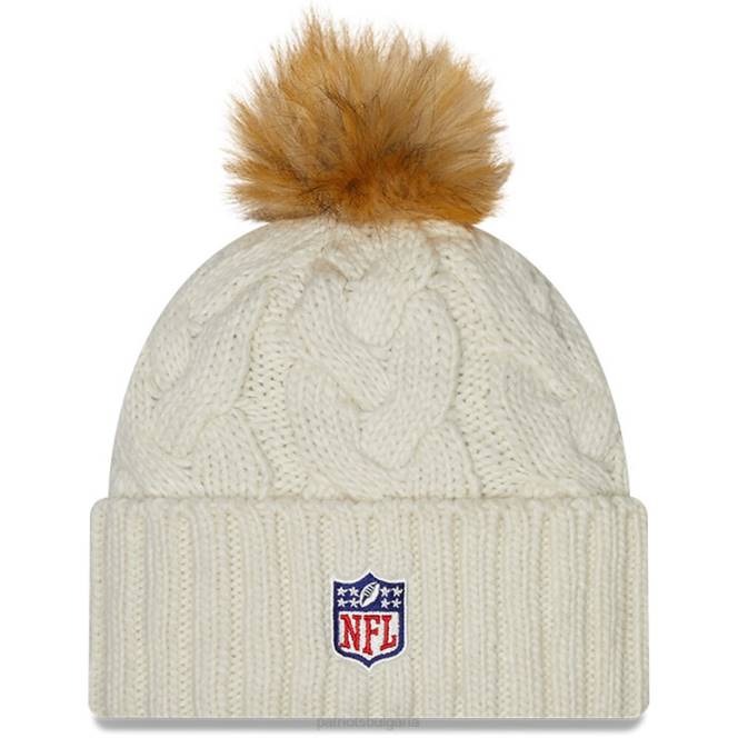 аксесоари Patriots Jersey нова ера кремава 2022 странична плетена шапка с маншети Жени T8TH2281