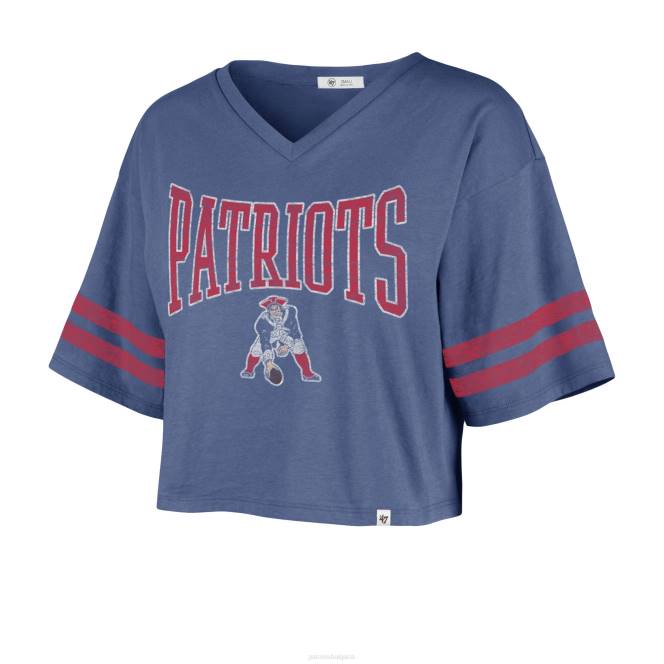 облекло Patriots Jersey 47 кралски фанфари, спортно изрязано горнище с v-образно деколте Жени T8TH2638