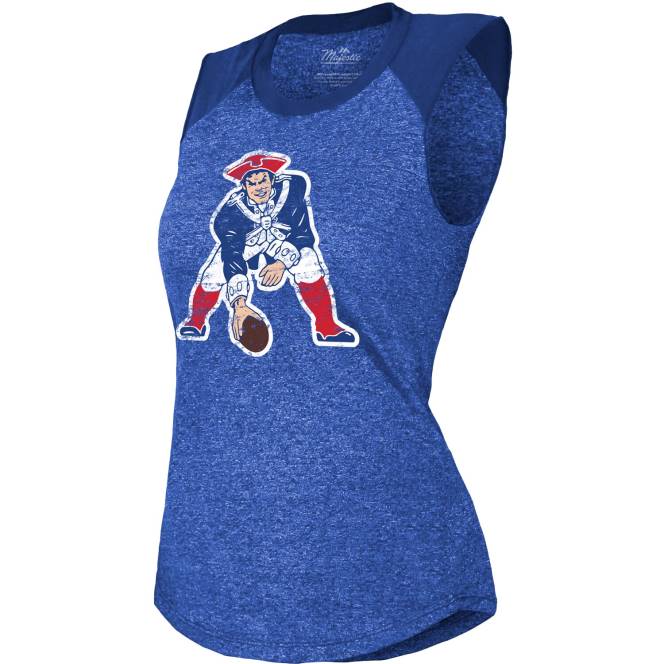 облекло Patriots Jersey величествени нишки, кралски ретро тримесен реглан мускулен потник Жени T8TH2788