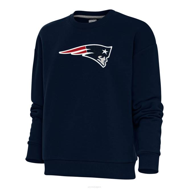 облекло Patriots Jersey антигуа военноморски суичър с деколте и пуловер от шенил Жени T8TH2354