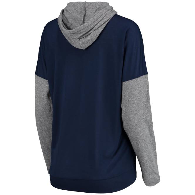 облекло Patriots Jersey докосване на тъмносиньо/сиво без ограничения пуловер с качулка Жени T8TH2373