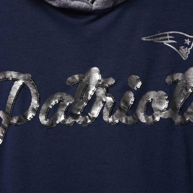 облекло Patriots Jersey докосване на тъмносиньо/сиво без ограничения пуловер с качулка Жени T8TH2373