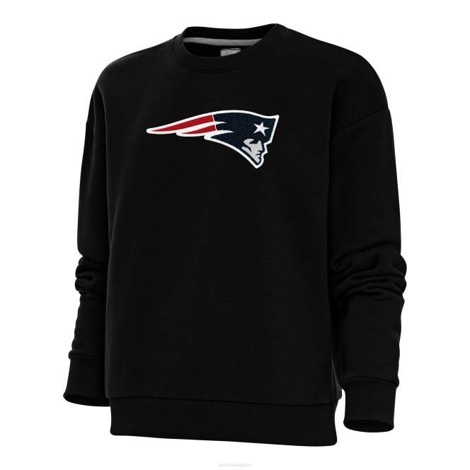 облекло Patriots Jersey антигуа черен пуловер с деколте и пуловер от шенил Жени T8TH2428
