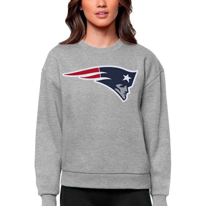 облекло Patriots Jersey антигуа хедър сив пуловер с лого на победата Жени T8TH2447