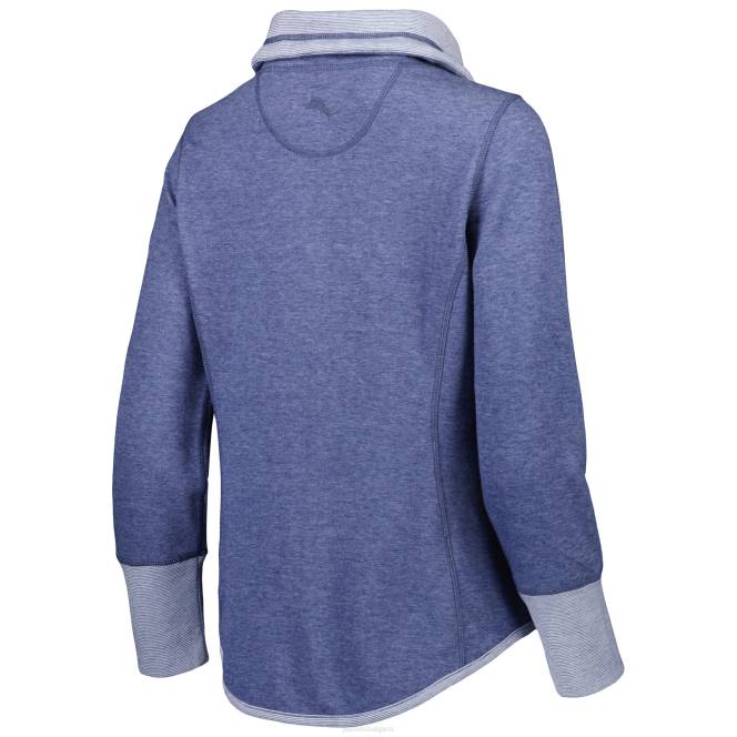 облекло Patriots Jersey Tommy Bahama Heathered тъмносин спортен суичър с избледняване от слънцето с пълен цип Жени T8TH2382