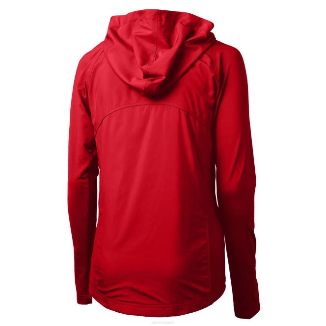 облекло Patriots Jersey cutter & buck червена каска лого адаптиран еко плетен хибриден рециклиран суичър с цял цип Жени T8TH843