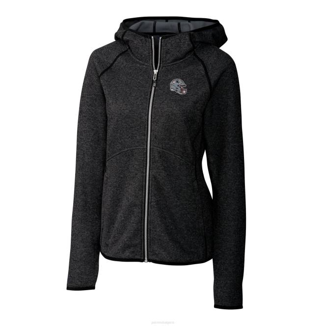 облекло Patriots Jersey cutter & buck charcoal шлем с лого на грот пуловер с качулка с пълен цип Жени T8TH849