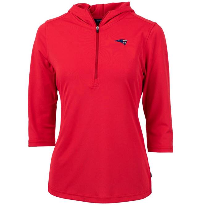 облекло Patriots Jersey пуловер с качулка cutter & buck red virtue eco pique 3/4 ръкав и половин цип Жени T8TH1079