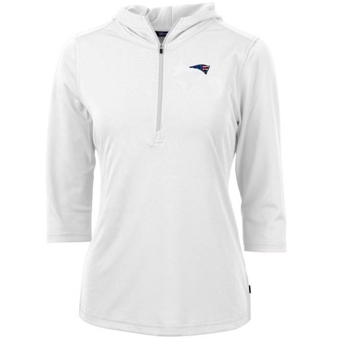 облекло Patriots Jersey пуловер с качулка cutter & buck white virtue eco pique 3/4 ръкав и половин цип Жени T8TH1080