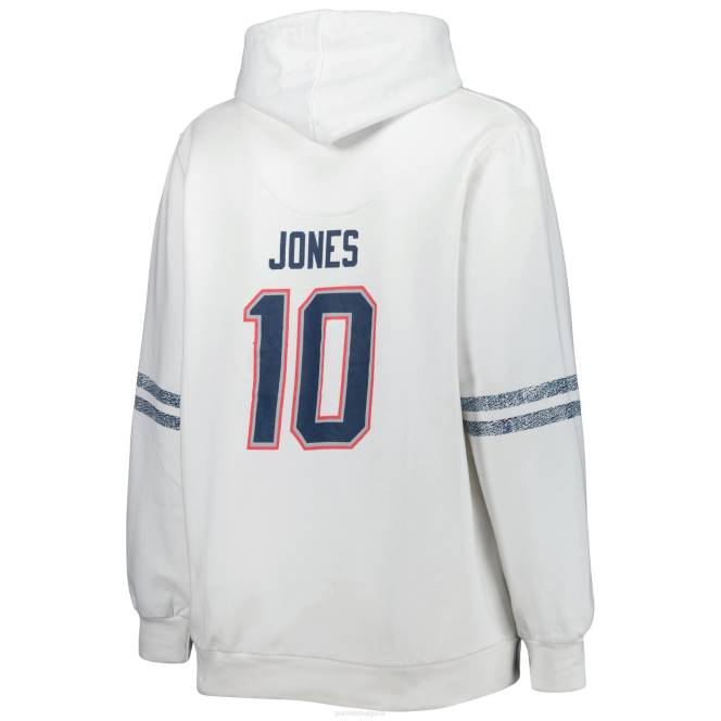 облекло Patriots Jersey mac jones бяло голям размер пуловер с качулка с име и номер Жени T8TH2371