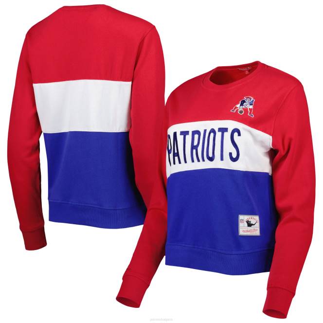 облекло Patriots Jersey mitchell & ness royal/червен пуловер с цветен блок Жени T8TH2368