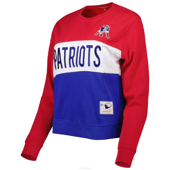 облекло Patriots Jersey mitchell & ness royal/червен пуловер с цветен блок Жени T8TH2368