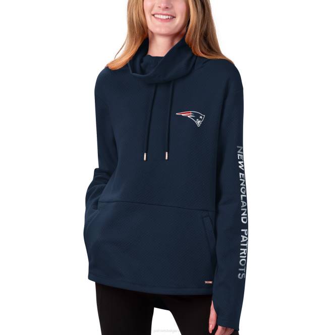облекло Patriots Jersey msx by michael strahan тъмносиня amelia водолазка тримесечен пуловер качулка Жени T8TH2389