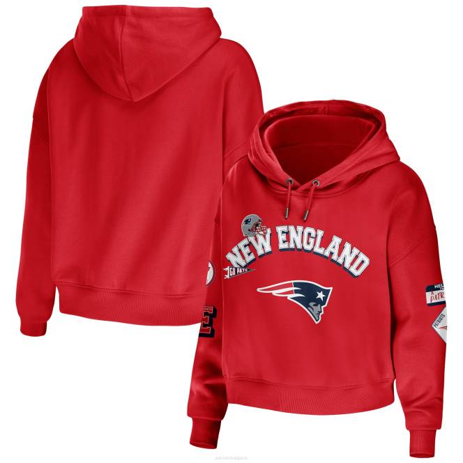 облекло Patriots Jersey wear by erin andrews червен скромен пуловер с качулка Жени T8TH2336