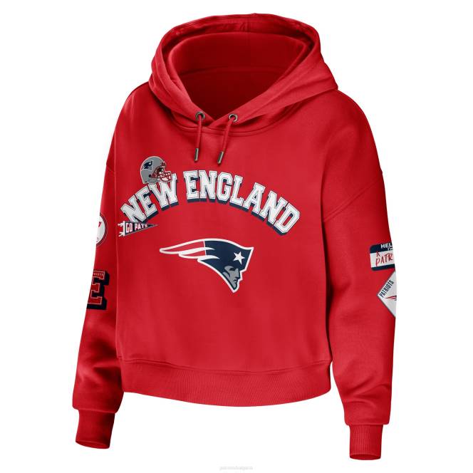 облекло Patriots Jersey wear by erin andrews червен скромен пуловер с качулка Жени T8TH2336