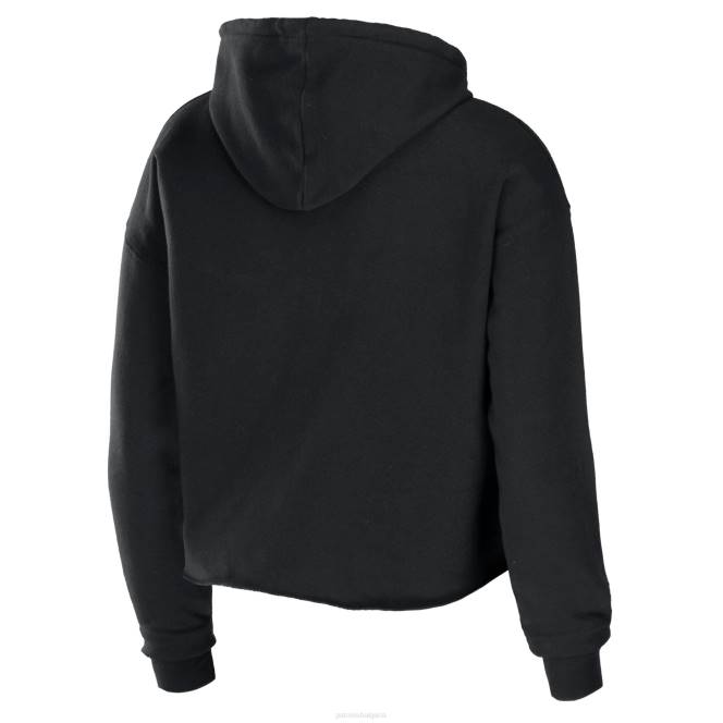 облекло Patriots Jersey wear by erin andrews черен изрязан пуловер от полар от гъба Жени T8TH2349