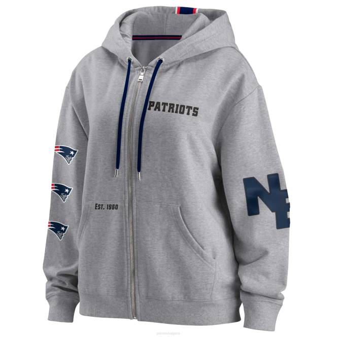 облекло Patriots Jersey wear by erin andrews сива качулка с пълен цип Жени T8TH2412