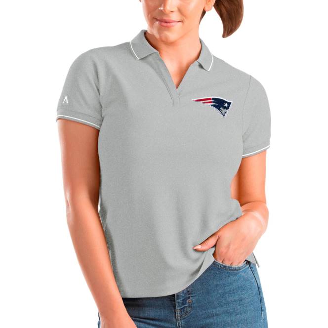облекло Patriots Jersey antigua heathered сиво богато поло Жени T8TH2533