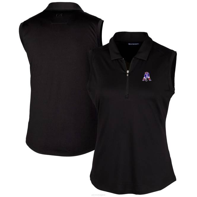 облекло Patriots Jersey cutter & buck black throwback logo forge еластично поло без ръкави Жени T8TH2583