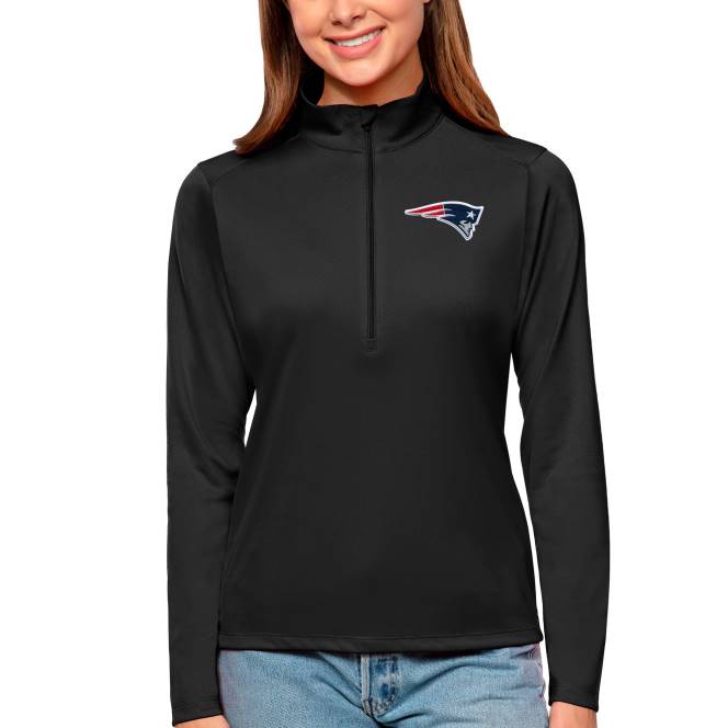 облекло Patriots Jersey antigua black tribute горнище с половин цип Жени T8TH2830