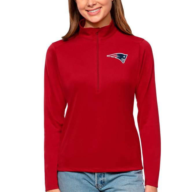 облекло Patriots Jersey antigua red tribute горнище с половин цип Жени T8TH2812
