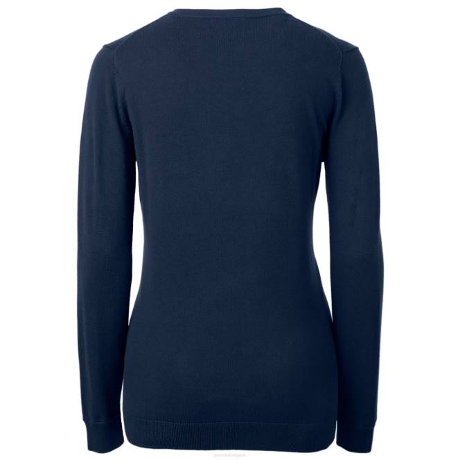 облекло Patriots Jersey cutter & buck тъмносин пуловер с v-образно деколте с три смеси от lakemont Жени T8TH2824