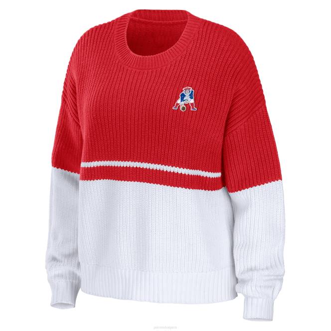 облекло Patriots Jersey wear by erin andrews червен/бял пухкав пуловер с надпис с надпис Жени T8TH2807