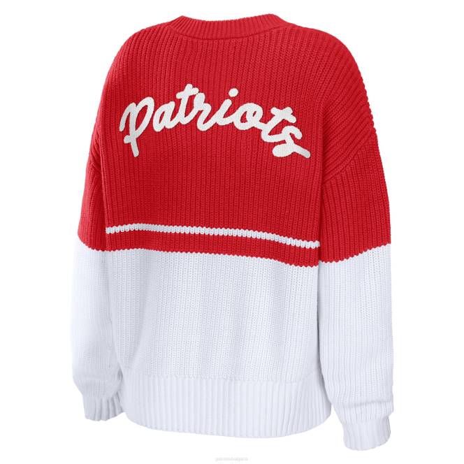 облекло Patriots Jersey wear by erin andrews червен/бял пухкав пуловер с надпис с надпис Жени T8TH2807