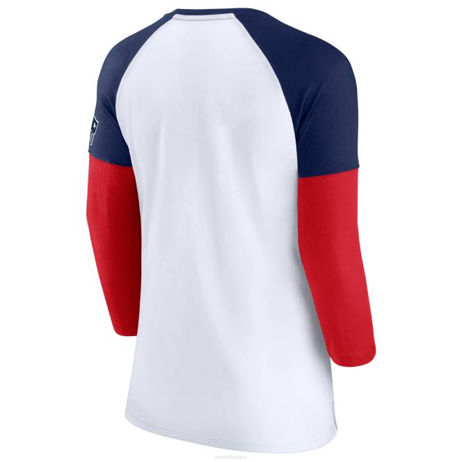 облекло Patriots Jersey бяла/тъмносиня издръжлива тениска с реглан 3/4 ръкави с марка fanatics Жени T8TH2644