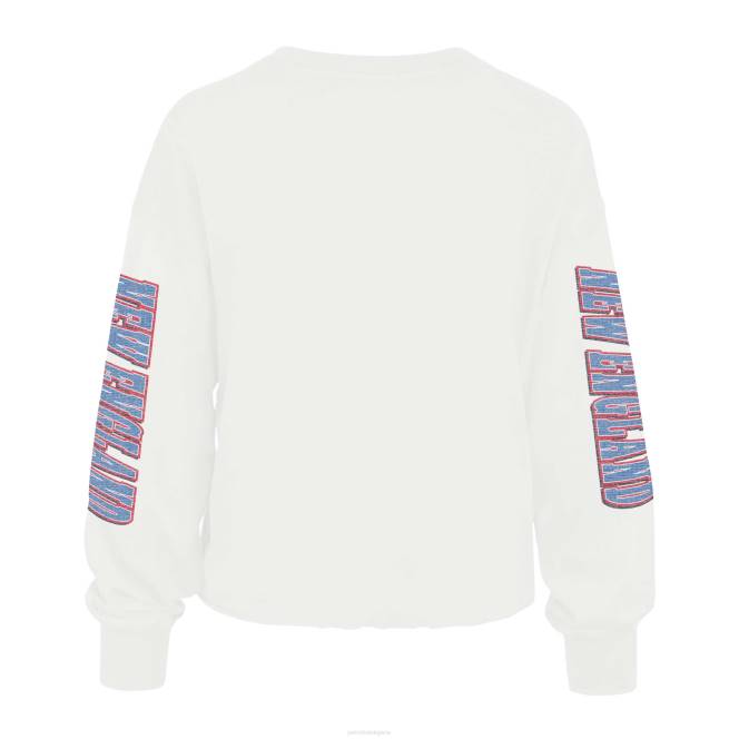 облекло Patriots Jersey 47 олекотена тениска с дълги ръкави с кремава четка отзад Жени T8TH2718