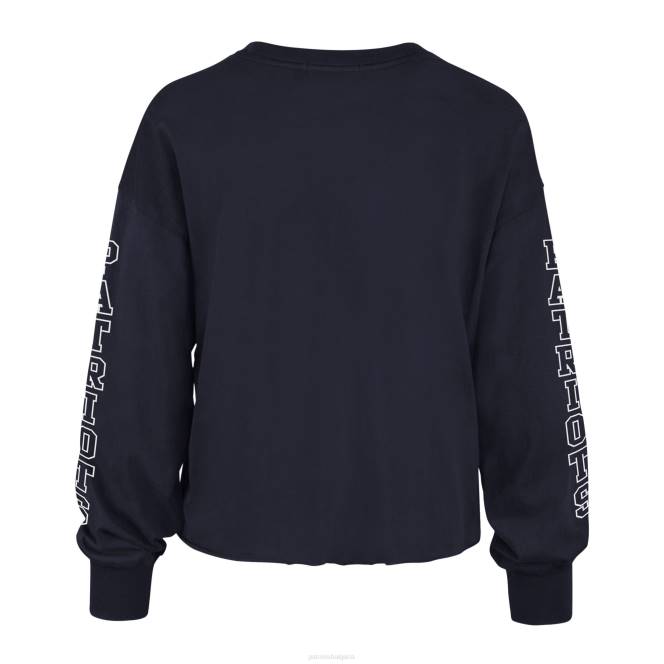 облекло Patriots Jersey 47 тъмносиня skyler parkway изрязана тениска с дълъг ръкав Жени T8TH2698
