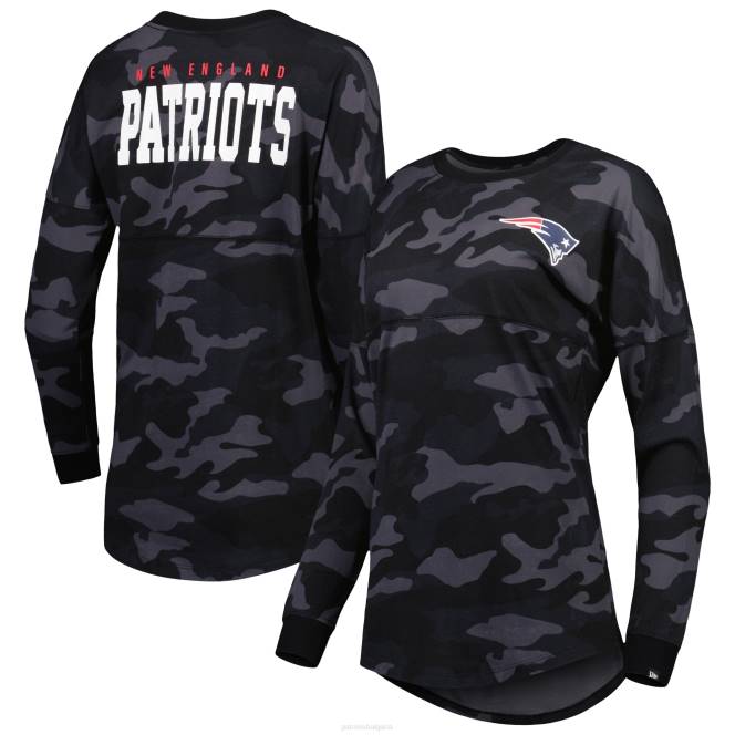 облекло Patriots Jersey нова ера черна камуфлажна тениска с дълъг ръкав Жени T8TH2662