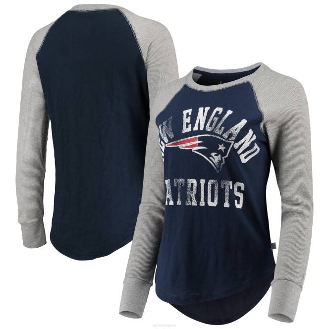 облекло Patriots Jersey лека тениска с дълъг ръкав с докосване на вафлен реглан Жени T8TH2717