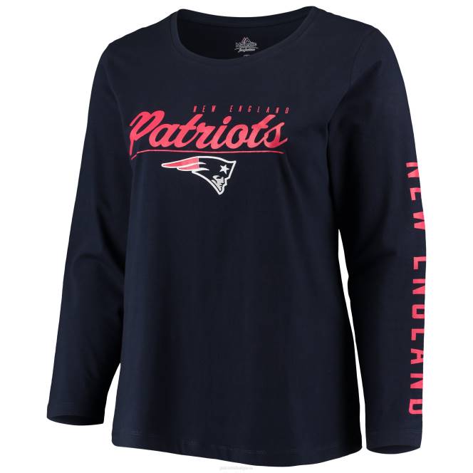 облекло Patriots Jersey величествена тениска с дълъг ръкав с лого на отбора и голям размер в морскосиньо Жени T8TH2727
