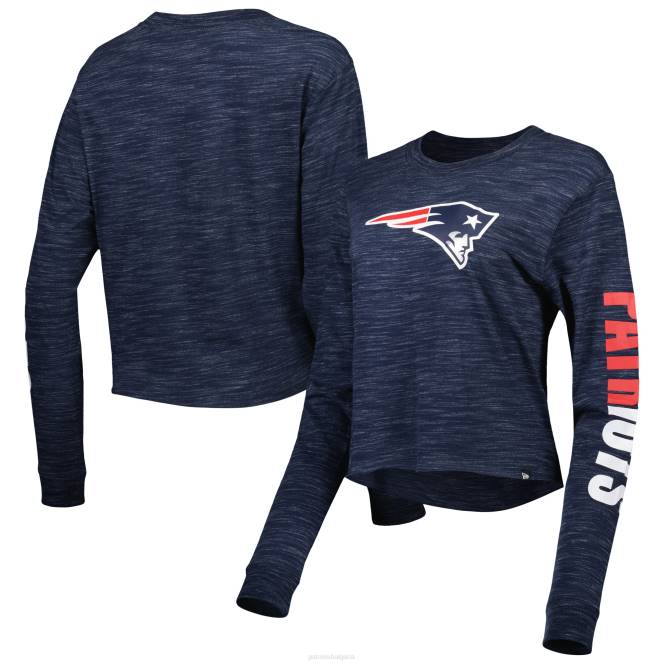 облекло Patriots Jersey тъмносиня тениска с дълъг ръкав от нова ера Жени T8TH2731