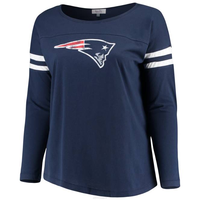 облекло Patriots Jersey тениска с дълъг ръкав и свободен агент с докосване на тъмносиньо Жени T8TH2738