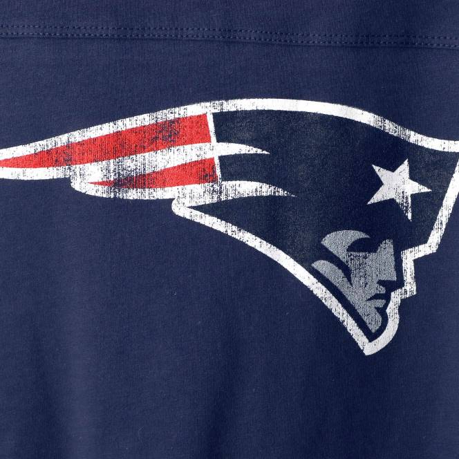 облекло Patriots Jersey тениска с дълъг ръкав и свободен агент с докосване на тъмносиньо Жени T8TH2738