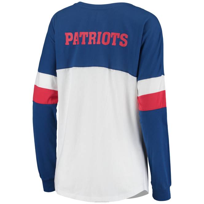 облекло Patriots Jersey нова ера кралска/бяла атлетична историческа университетска тениска с връзки Жени T8TH2749