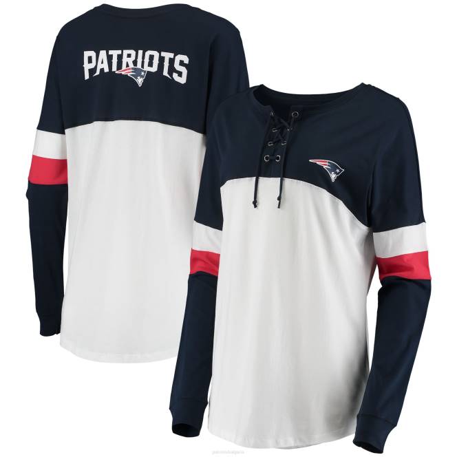 облекло Patriots Jersey нова ера атлетична университетска тениска с връзки и дълъг ръкав Жени T8TH2796
