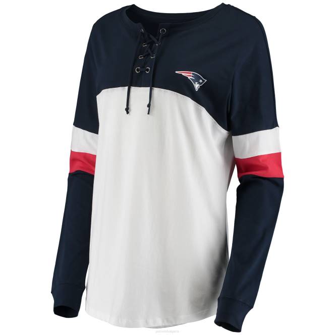 облекло Patriots Jersey нова ера атлетична университетска тениска с връзки и дълъг ръкав Жени T8TH2796