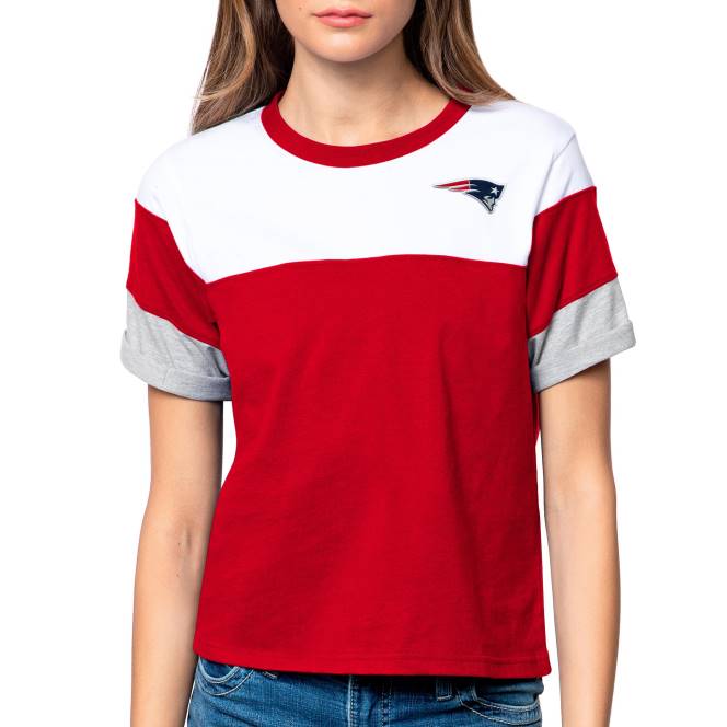 облекло Patriots Jersey антигуа бяла/червена флип тениска Жени T8TH2816