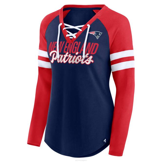 облекло Patriots Jersey тениска с дълъг ръкав с V-образно деколте и дълъг ръкав с вярна форма реглан с марка fanatics Жени T8TH2633